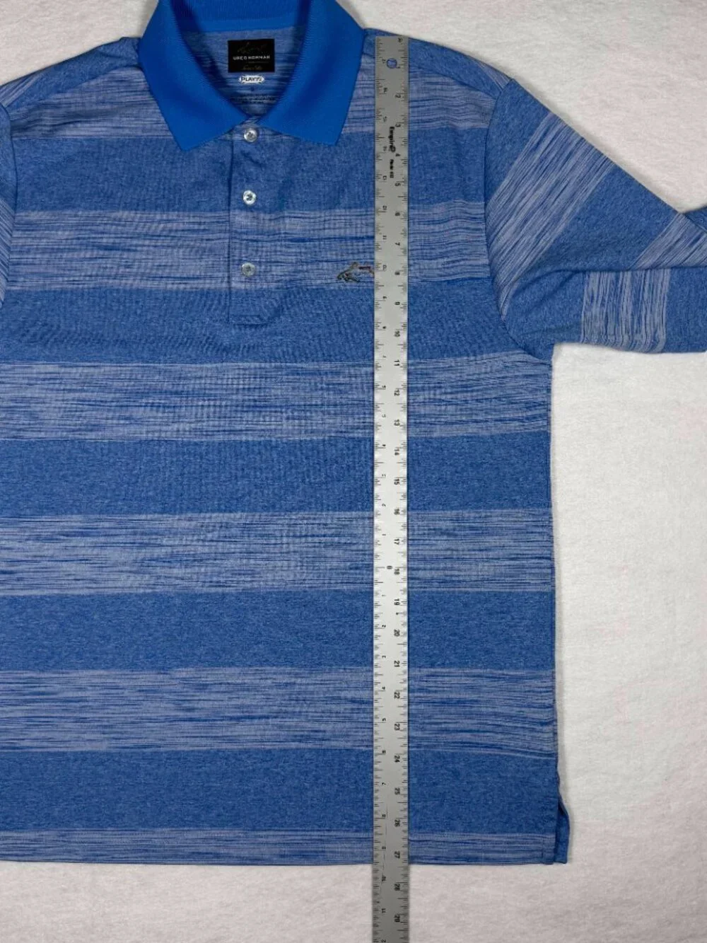 Greg Norman For Tasso Elba Men's Blue Stripped Golf Polo Size Small